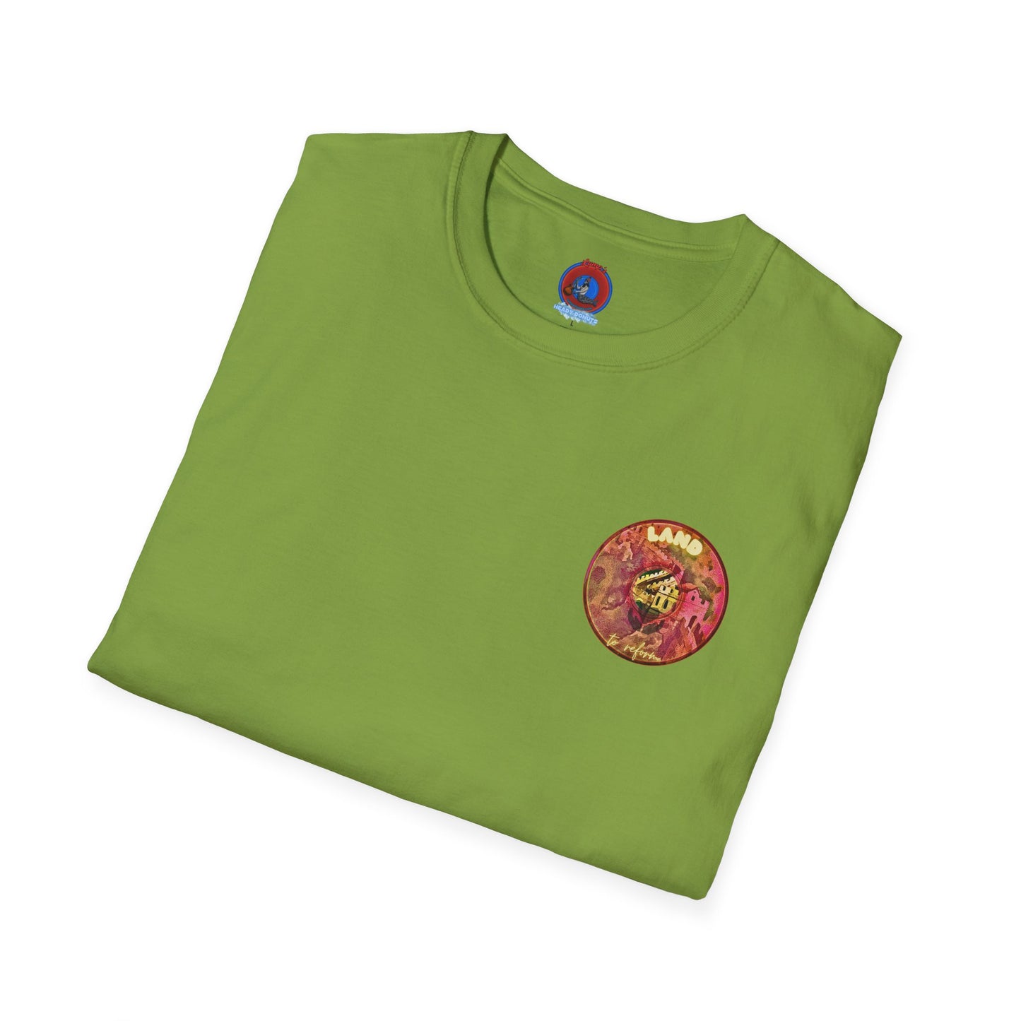 Classic Donut Tee - Unisex Soft-Style - "Donut made with Reforming Dough" - magenta/green donut