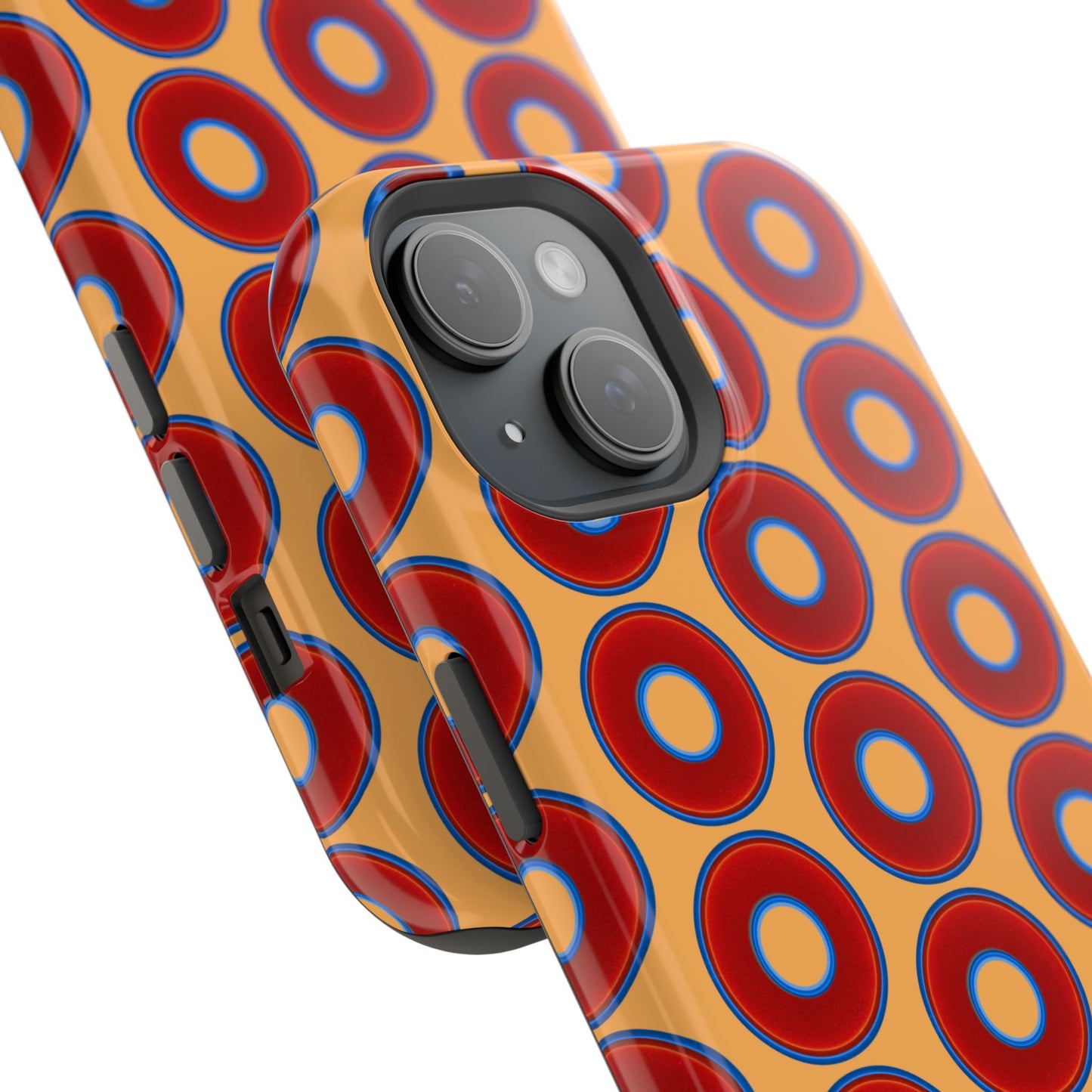 Magnetic Tough Donut Case - red vivid donut print w/creamsicle orange background