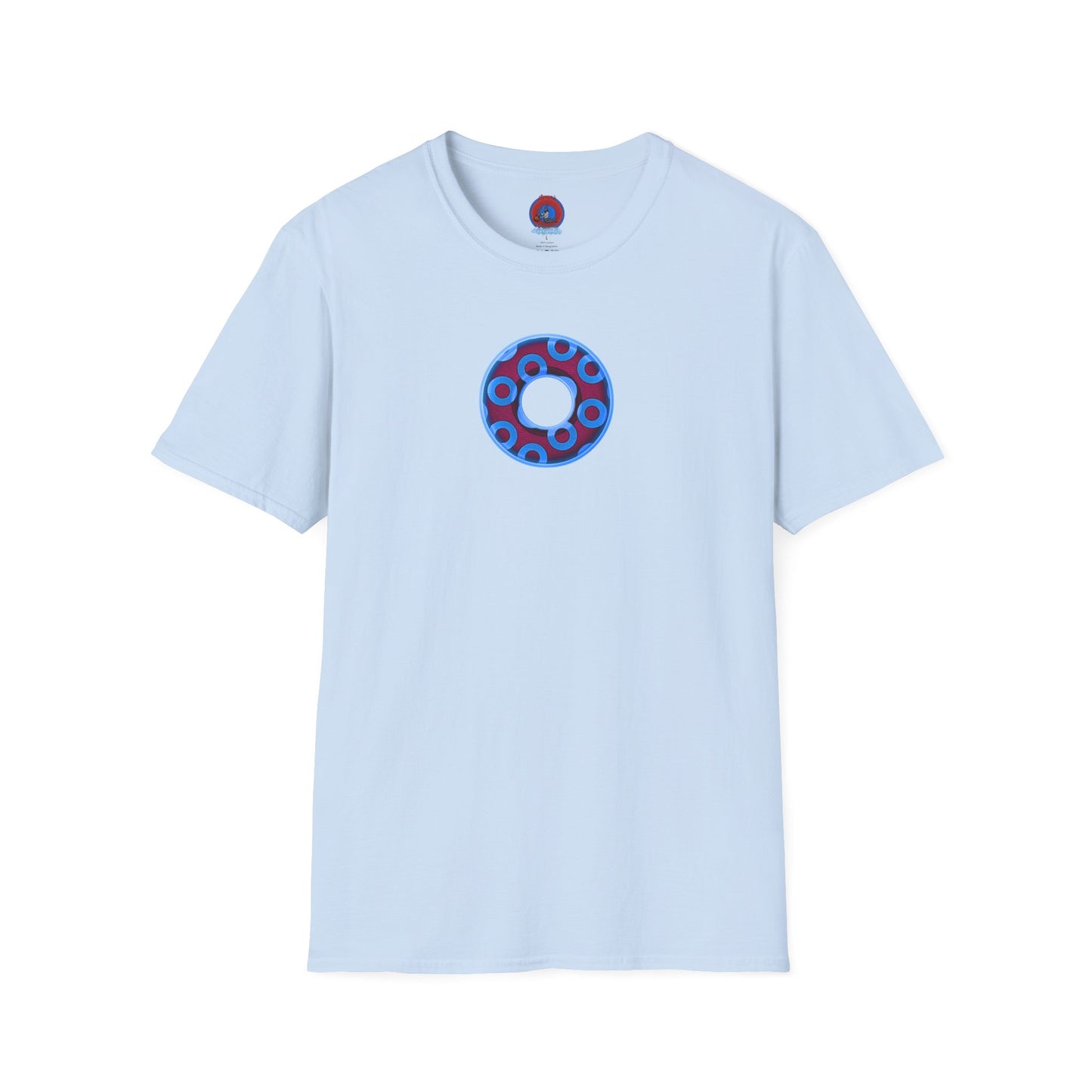 Plain Donuts/Unisex Soft-Style - "Plain Rustic Paradoxical Donuts" - light blue/burgundy donuts