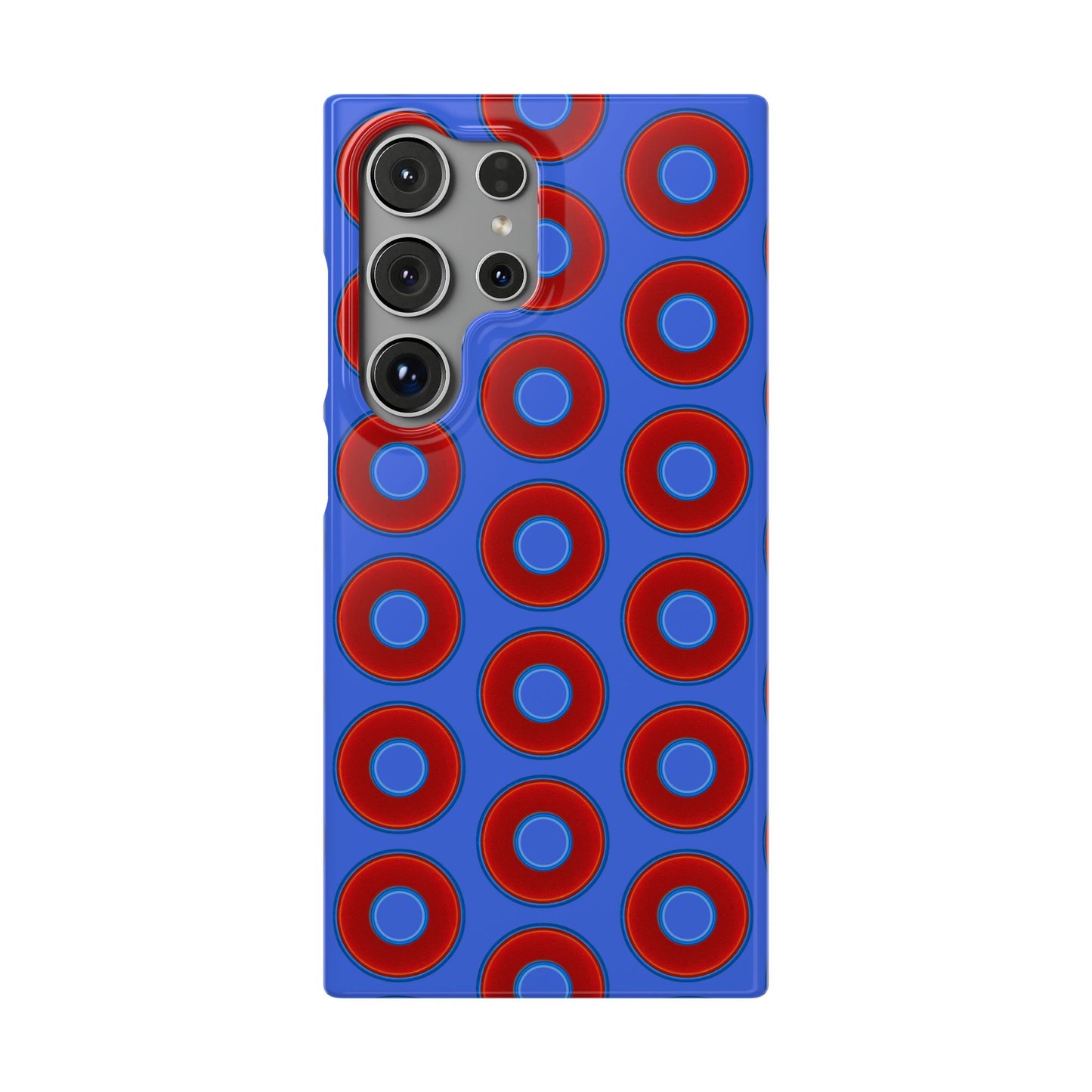 Lumpy Donut Snap Case - red vivid donut print w/royal blue background