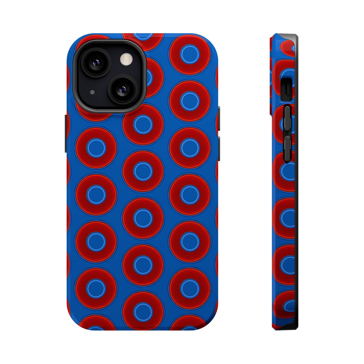 Magnetic Tough Donut Case - red vivid donut print w/dark royal blue background