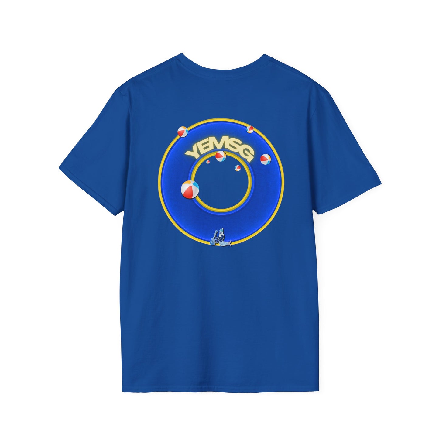 Donut Tee - Unisex Soft-Style - "The Donut's Secret Ingredient? MSG" - vivid blue/yellow donut - variant 2