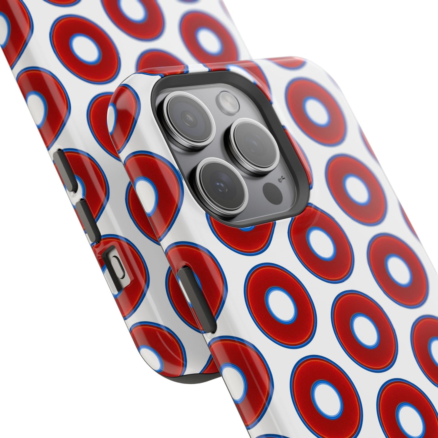 Impact-Resistant Lumpy Donut Case - red vivid donut print w/white background