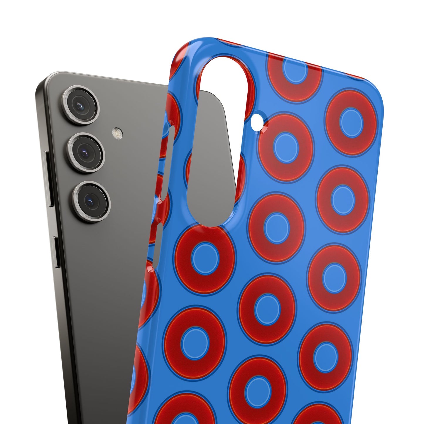 Lumpy Donut Snap Case - red vivid donut print w/light royal blue background