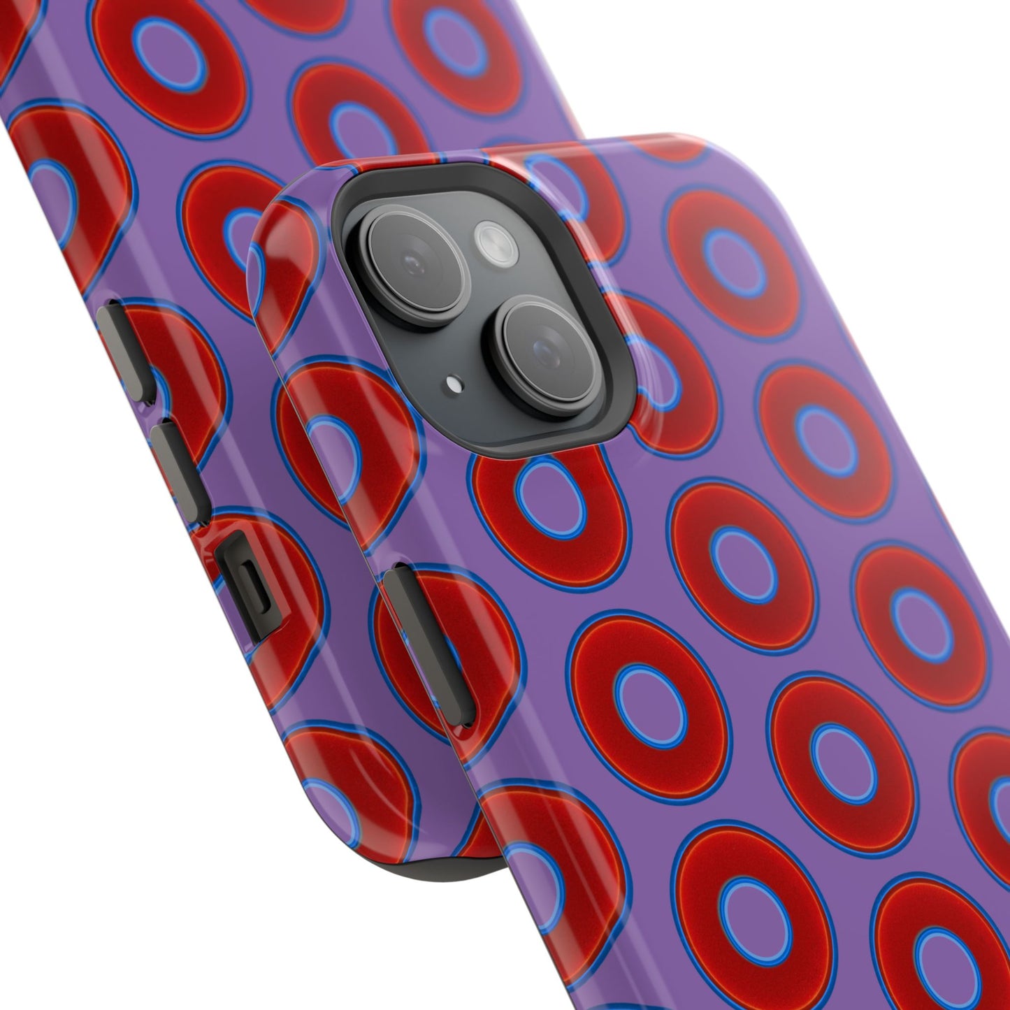 Impact-Resistant Lumpy Donut Case - red vivid donut print w/light purple background