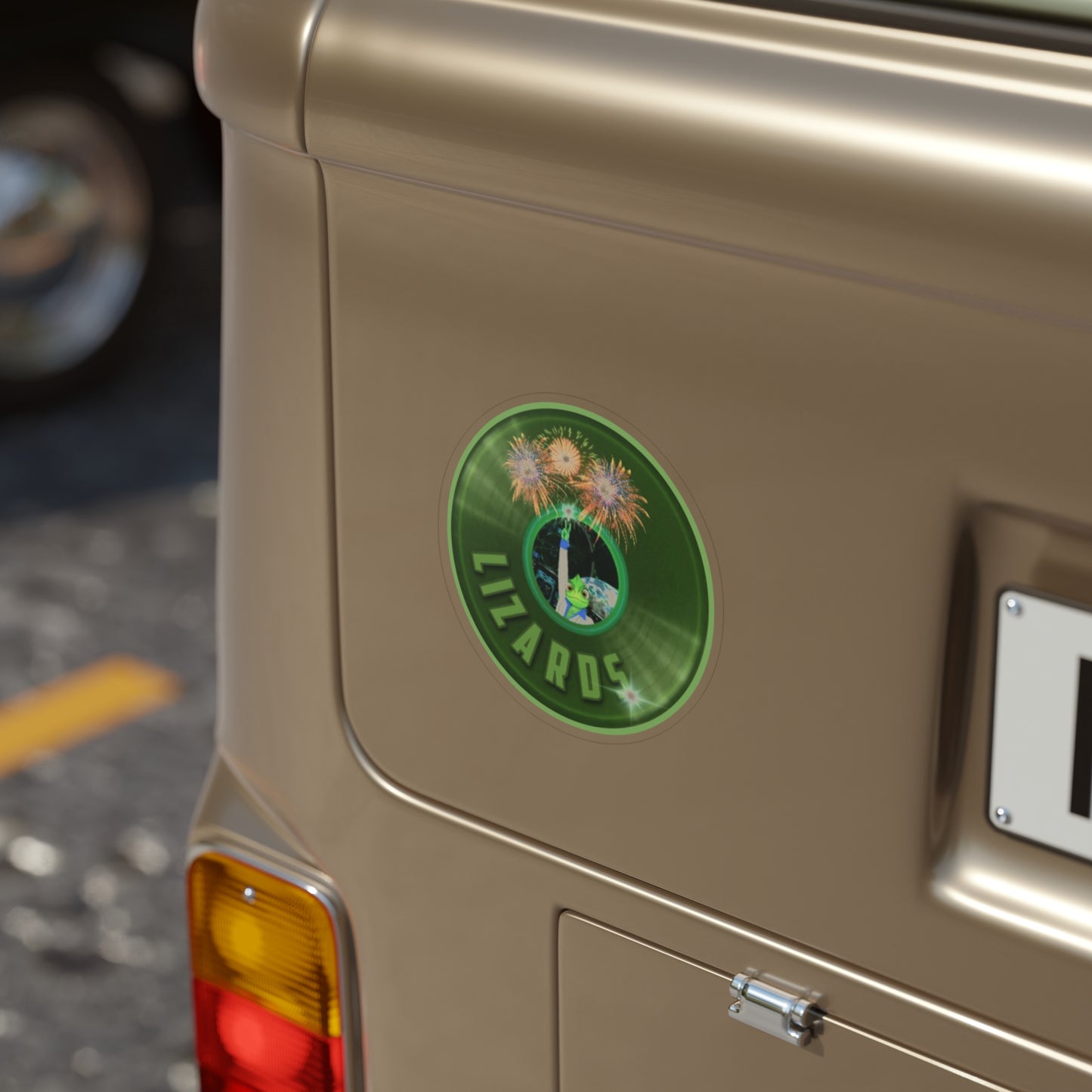 Donut Bumper/Outdoor Sticker - "Rutherford's Staying Alive Donut" - series 1.0 - variant 1 - green donut - [Die-Cut] 6"x 6"