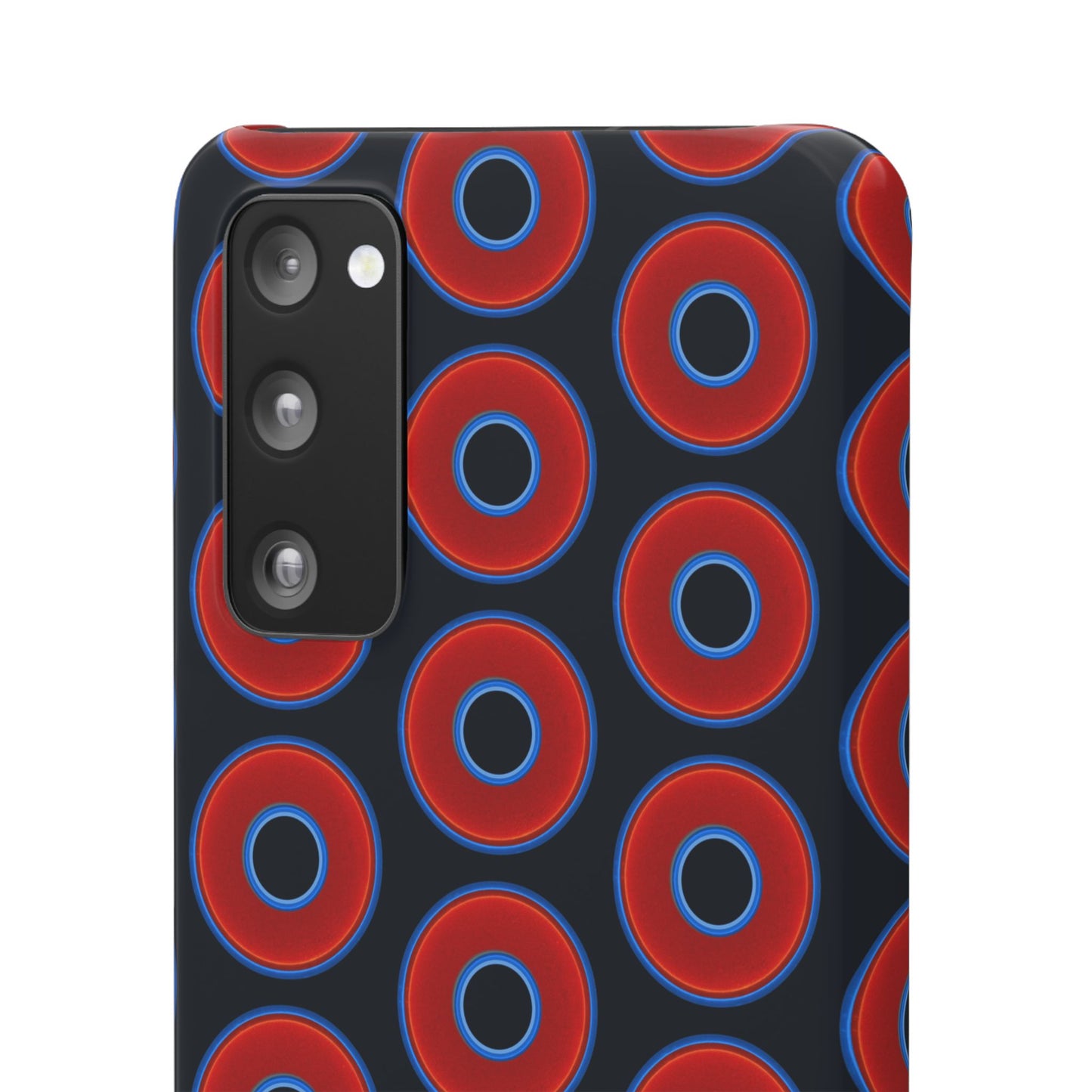 Lumpy Donut Snap Case - red vivid donut print w/blue charcoal background