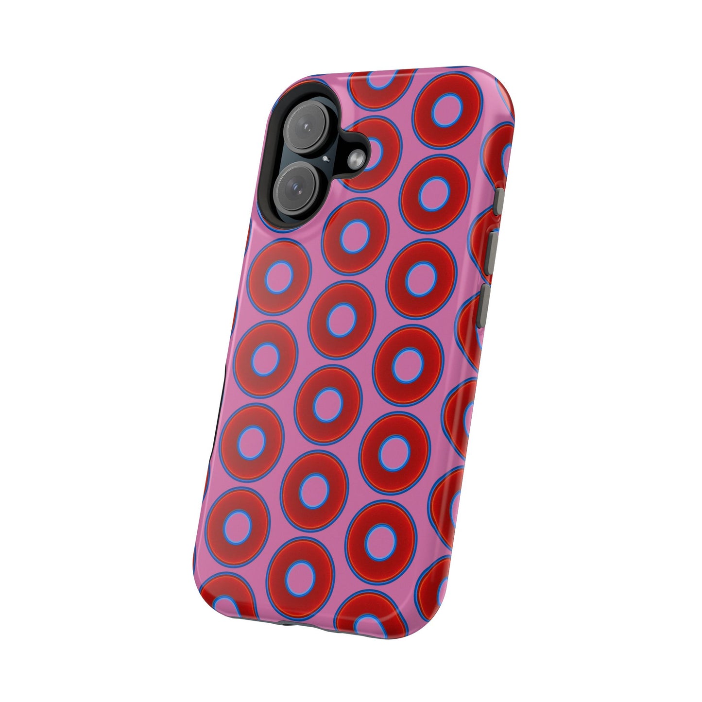 Magnetic Tough Donut Case - red vivid donut print w/pink background