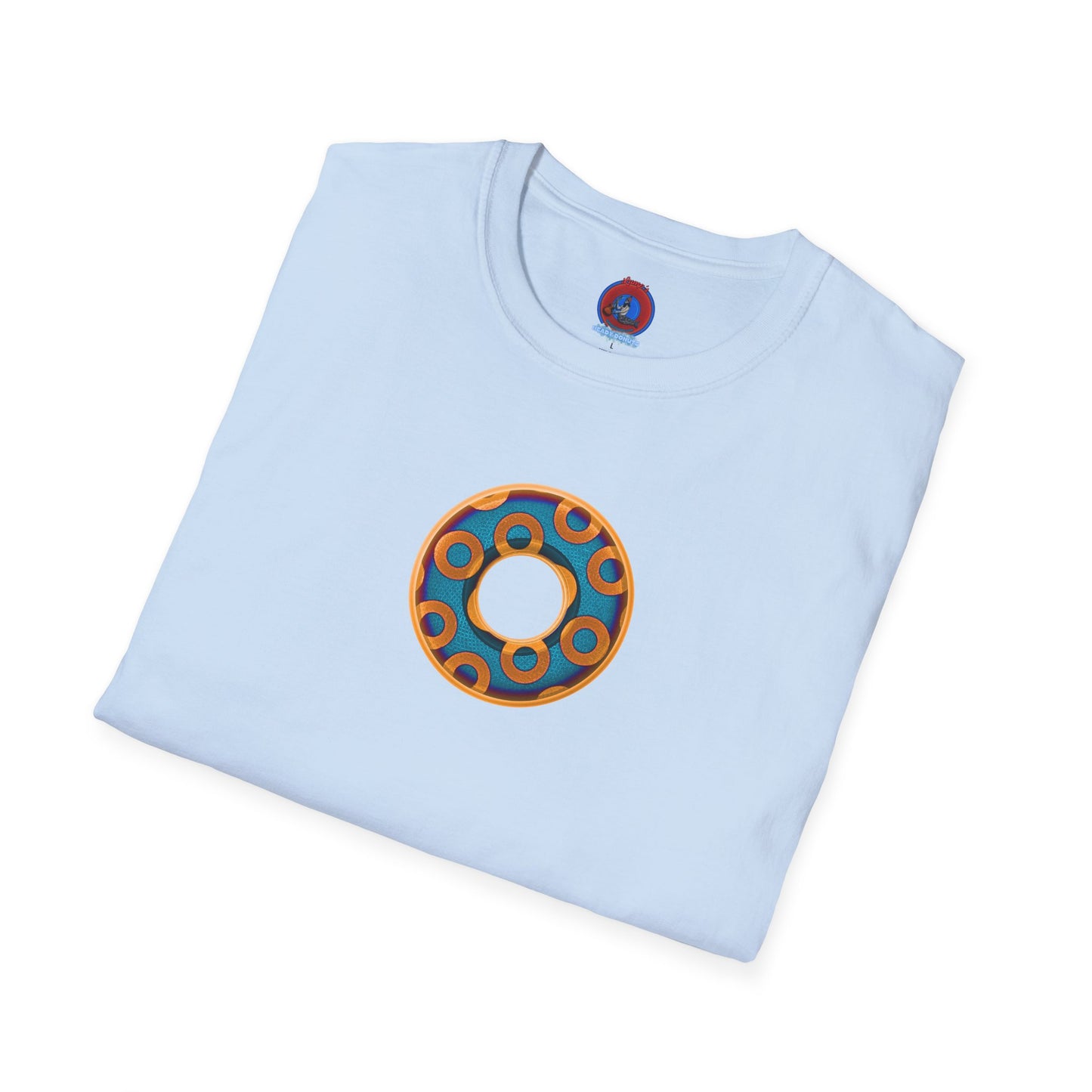 Plain Donuts/Unisex Soft-Style - "Plain Rustic Paradoxical Donuts" - light blue/orange donuts
