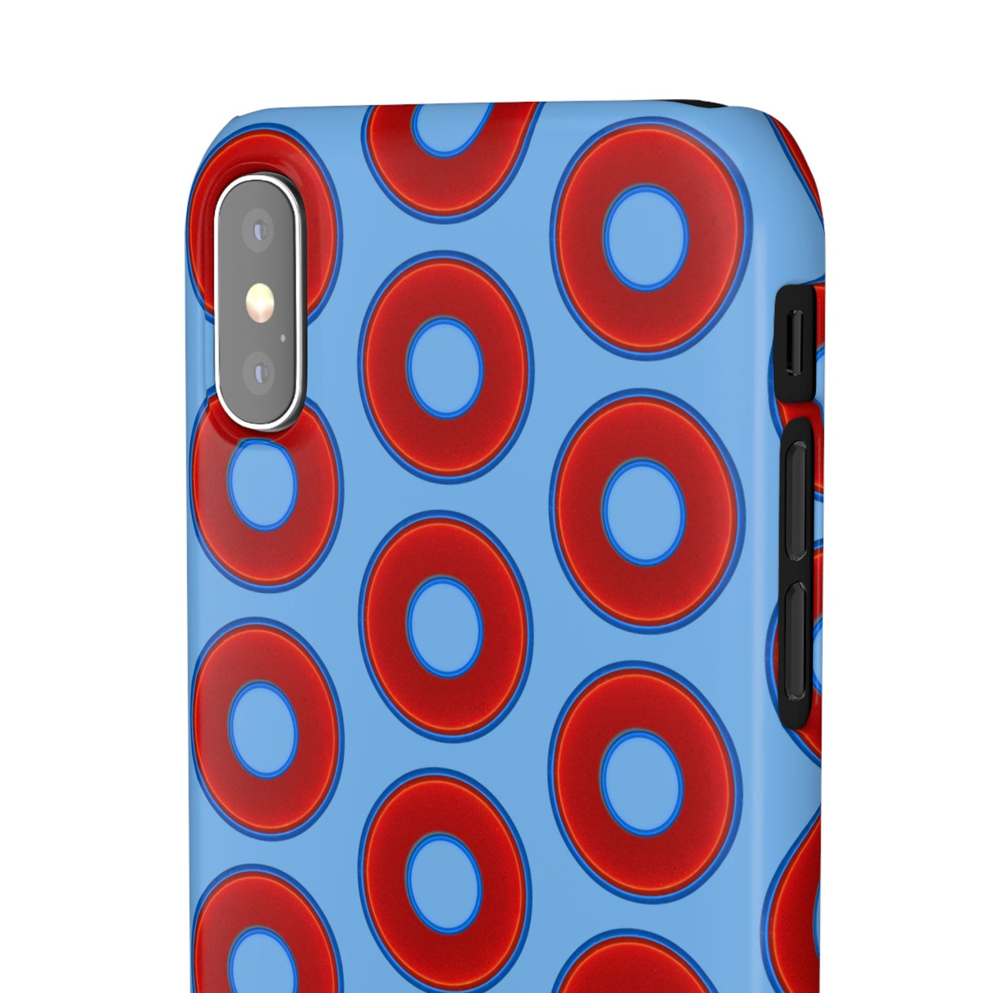 Lumpy Donut Snap Case - red vivid donut print w/light blue background