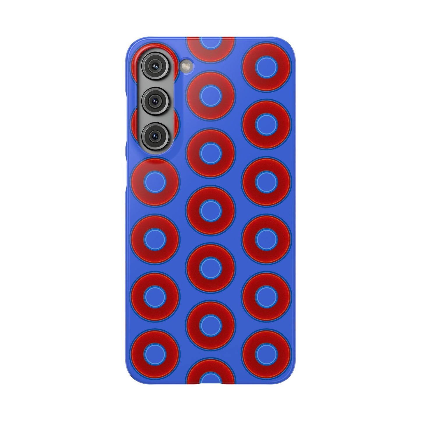 Lumpy Donut Snap Case - red vivid donut print w/royal blue background