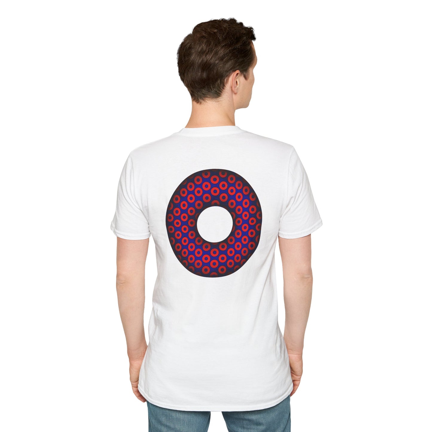 Plain Donuts/Unisex Soft-Style - "Plain Paradoxical Grided Donuts" - red/blue donuts