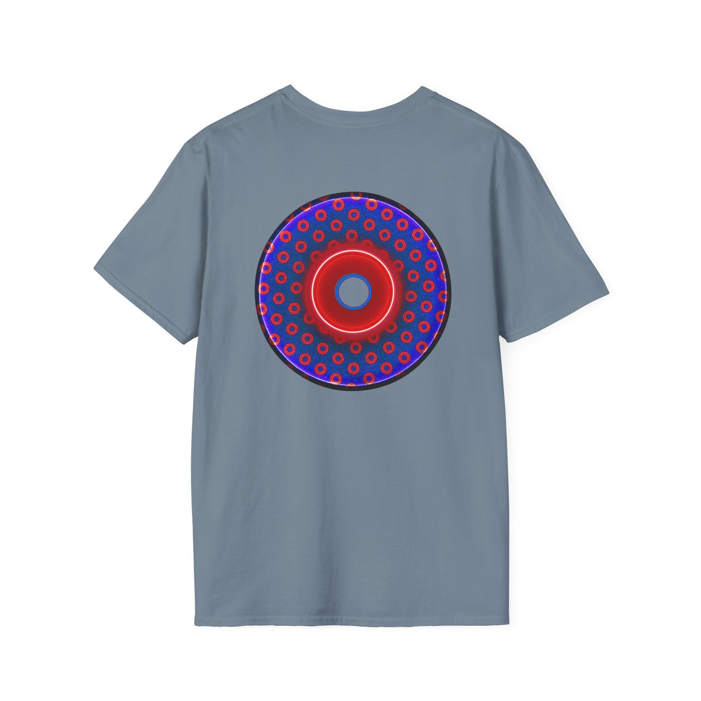 Classic Donut Tee - Unisex Soft-Style - "Vivid Donut inside a Paradox Donut" - blue/red electric paradox donut - variant 1