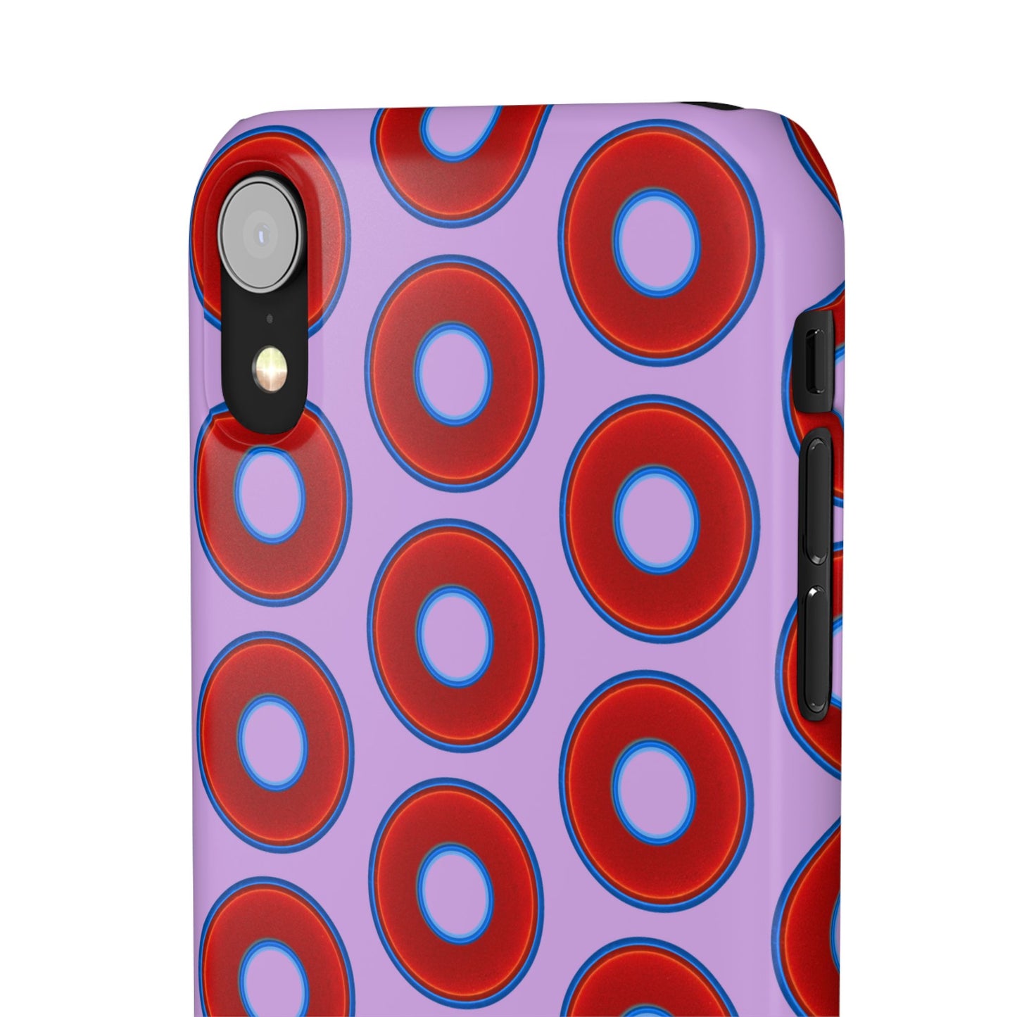 Lumpy Donut Snap Case - red vivid donut print w/wisteria purple background