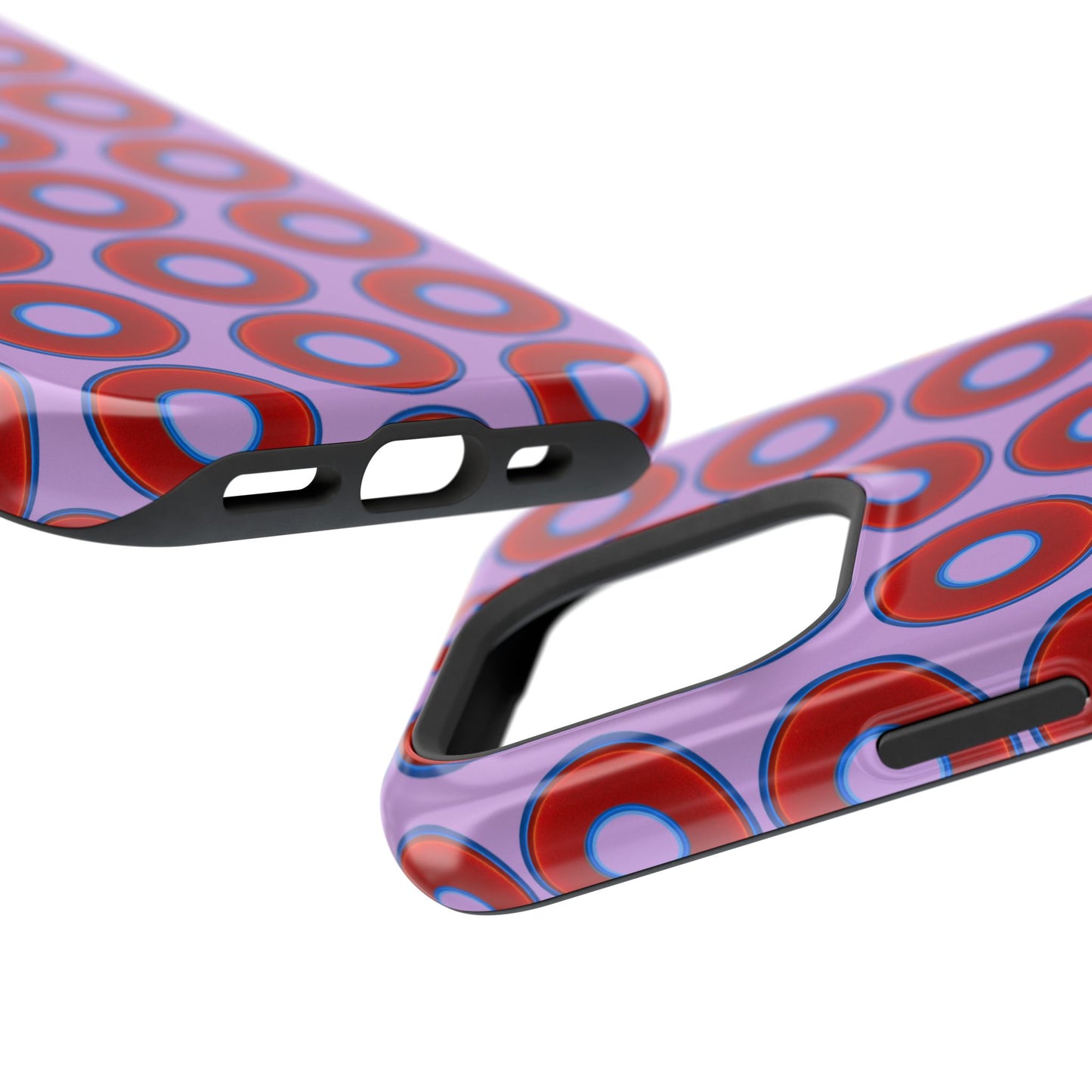 Magnetic Tough Donut Case - red vivid donut print w/wisteria purple background