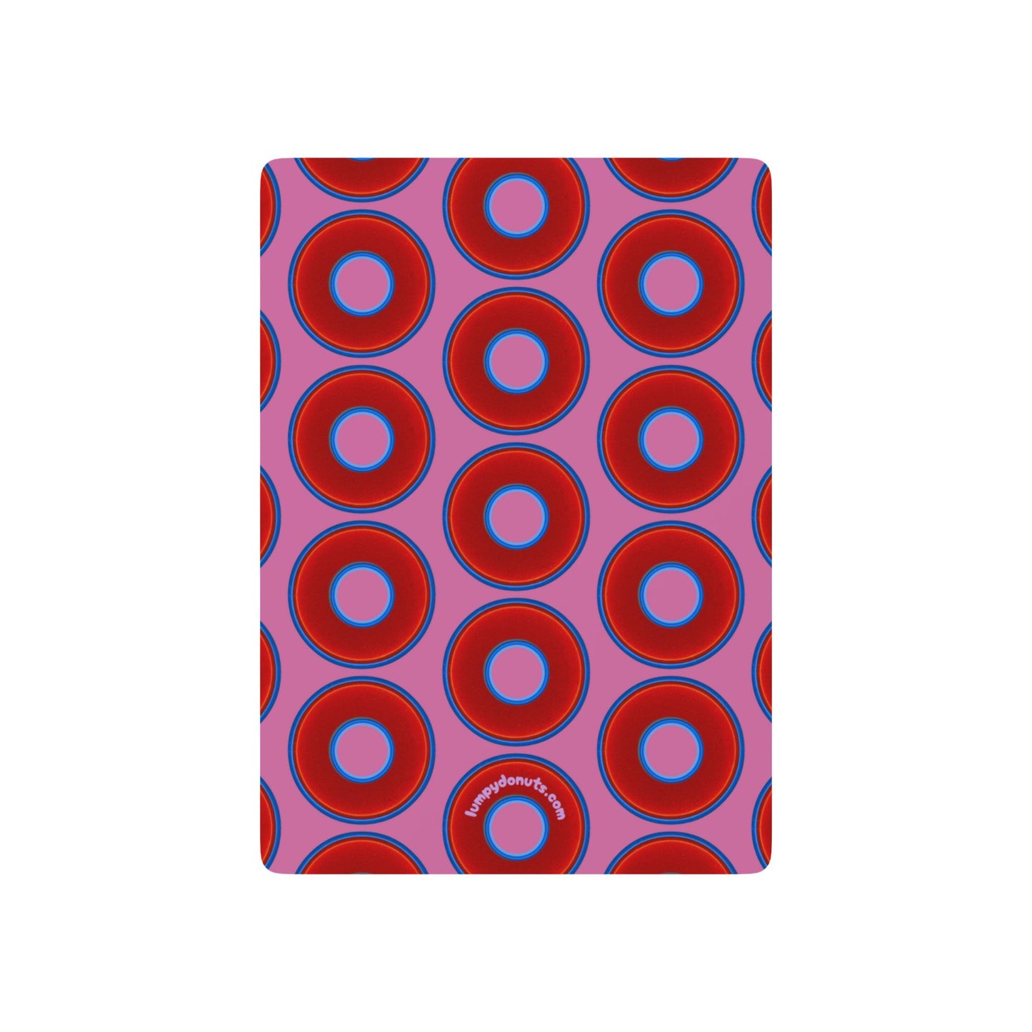 Lumpy Donut Playing Decks - 52-cards - red vivid donuts w/pink background