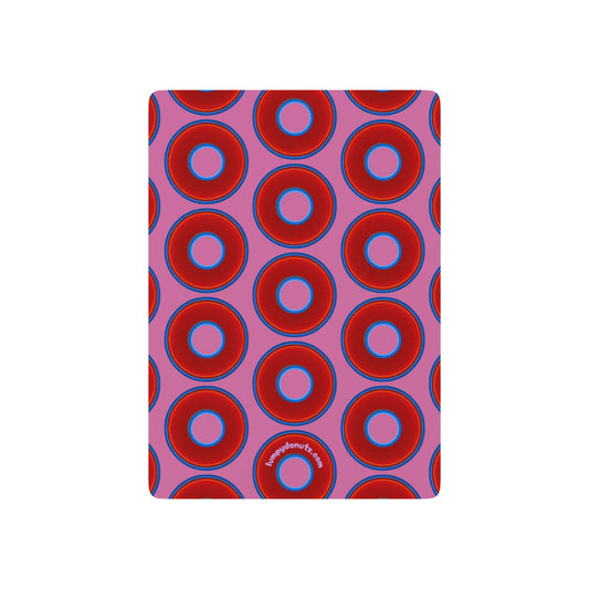 Lumpy Donut Playing Decks - 52-cards - red vivid donuts w/pink background