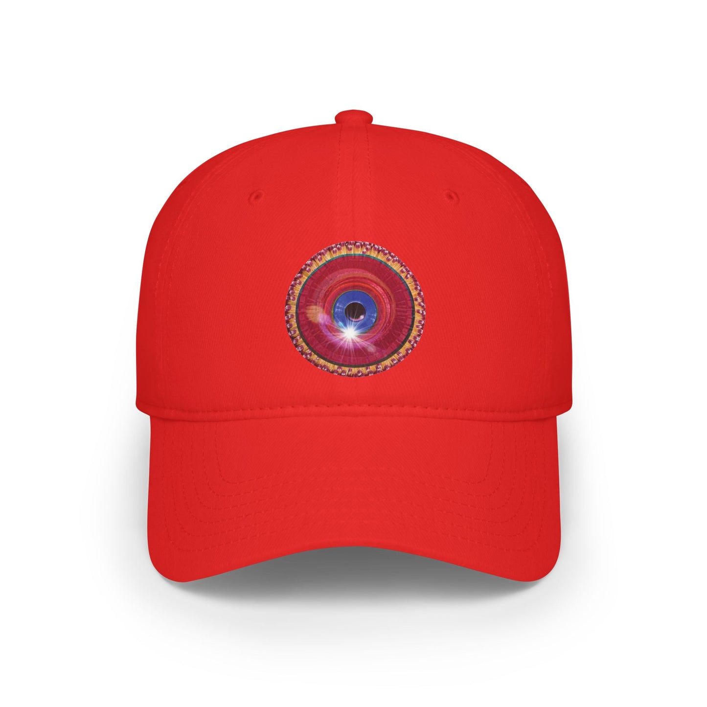 Lumpy Donut Baseball Cap - "Solitary Flour Donut Cap" - vivid red donut w/