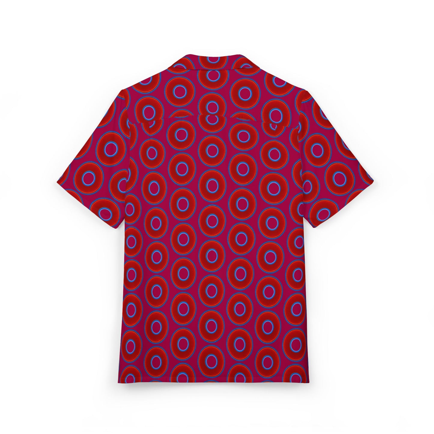 Wilson's 'Epic Hawaiian-Punch' Shirt - vivid red donut print w/dark magenta background [unisex]