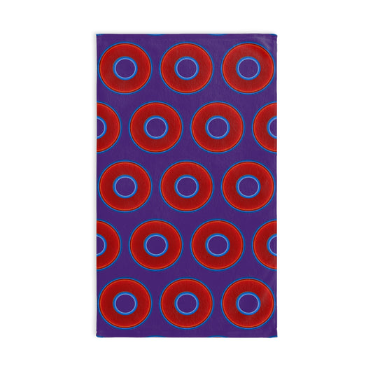 Lumpy Kitchen/Hand Towels - vivid red donuts w/purple background