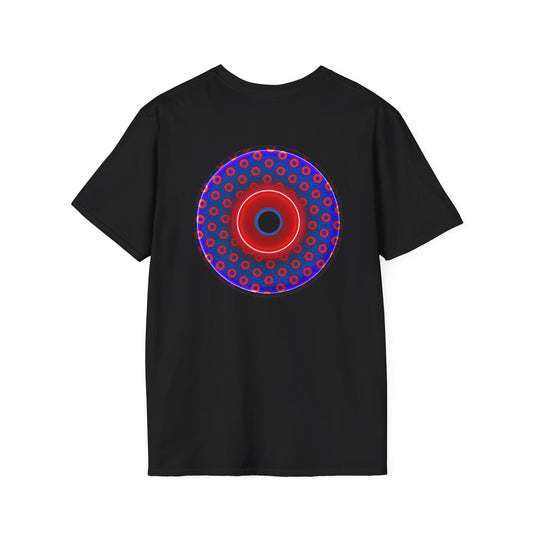 Classic Donut Tee - Unisex Soft-Style - "Vivid Donut inside a Paradox Donut" - blue/red electric paradox donut - variant 1