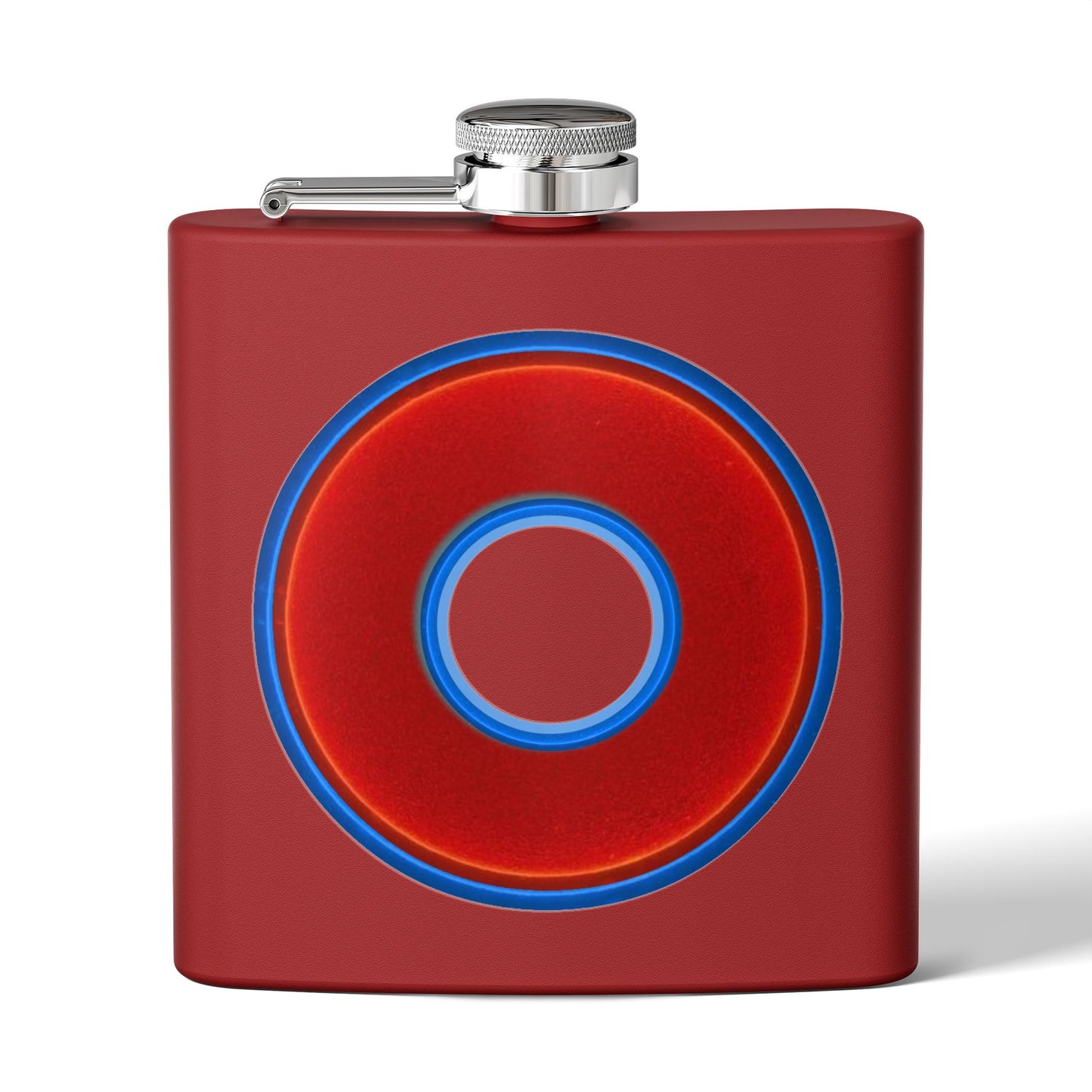 Lump's Donut Flask 6 oz - Vivid dark blue/red donut - [*w/your choice of 6 backgrounds]