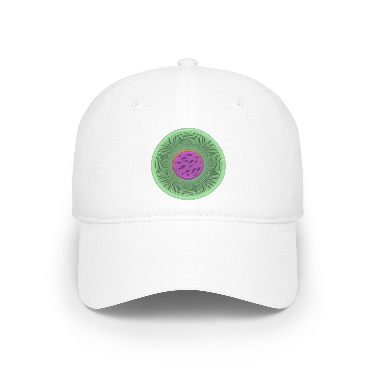 Lumpy Donut Baseball Cap - "Swimming by this Donut Cap" - variant 3 - light green/magenta phatty donut w/