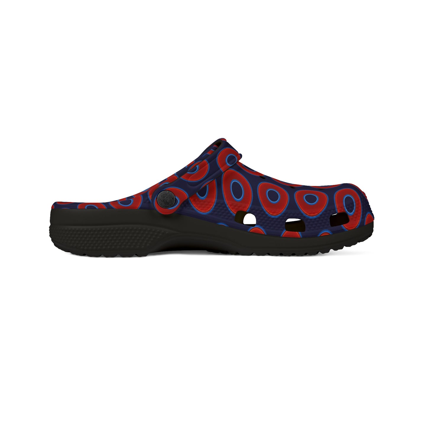 Spatchcocks - donut slip-on shoes - vivid red donuts w/midnight blue background [unisex]