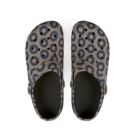 Spatchcocks - donut slip-on shoes - blue rustic donuts w/light gray background [unisex]