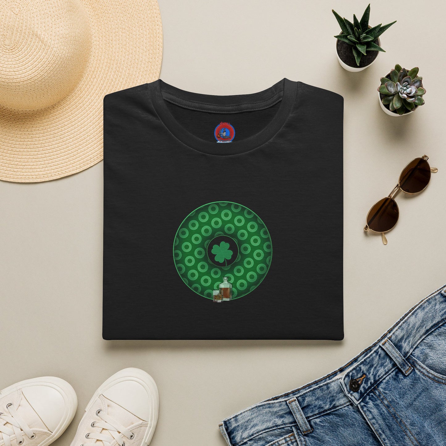 Classic Donut Tee - Unisex Soft-Style - "Patron Saint of Donuts" - St. Patrick's Day Donut - w/whiskey - holiday edition - variant 2