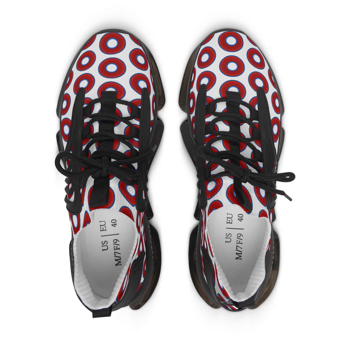 Women's Donut Kicks - red vivid donut print w/white background