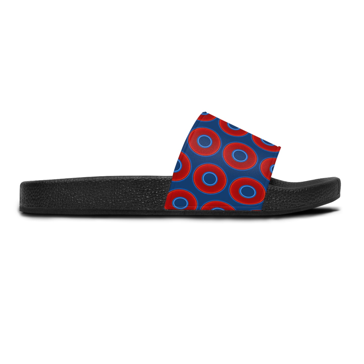 Lumpy Sandals - slip-ons - red vivid donuts w/Atlantic navy blue background