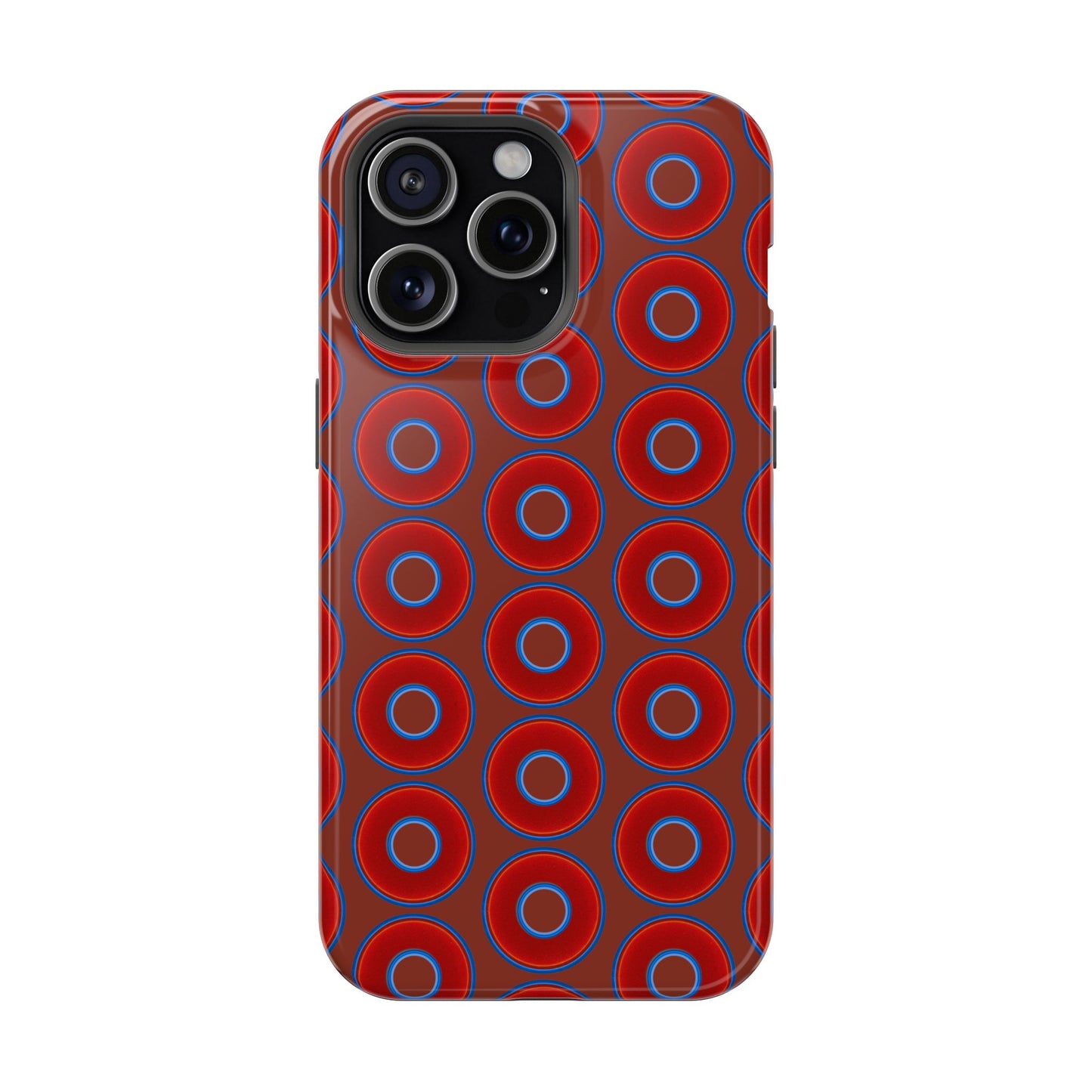 Magnetic Tough Donut Case - red vivid donut print w/burnt umber background