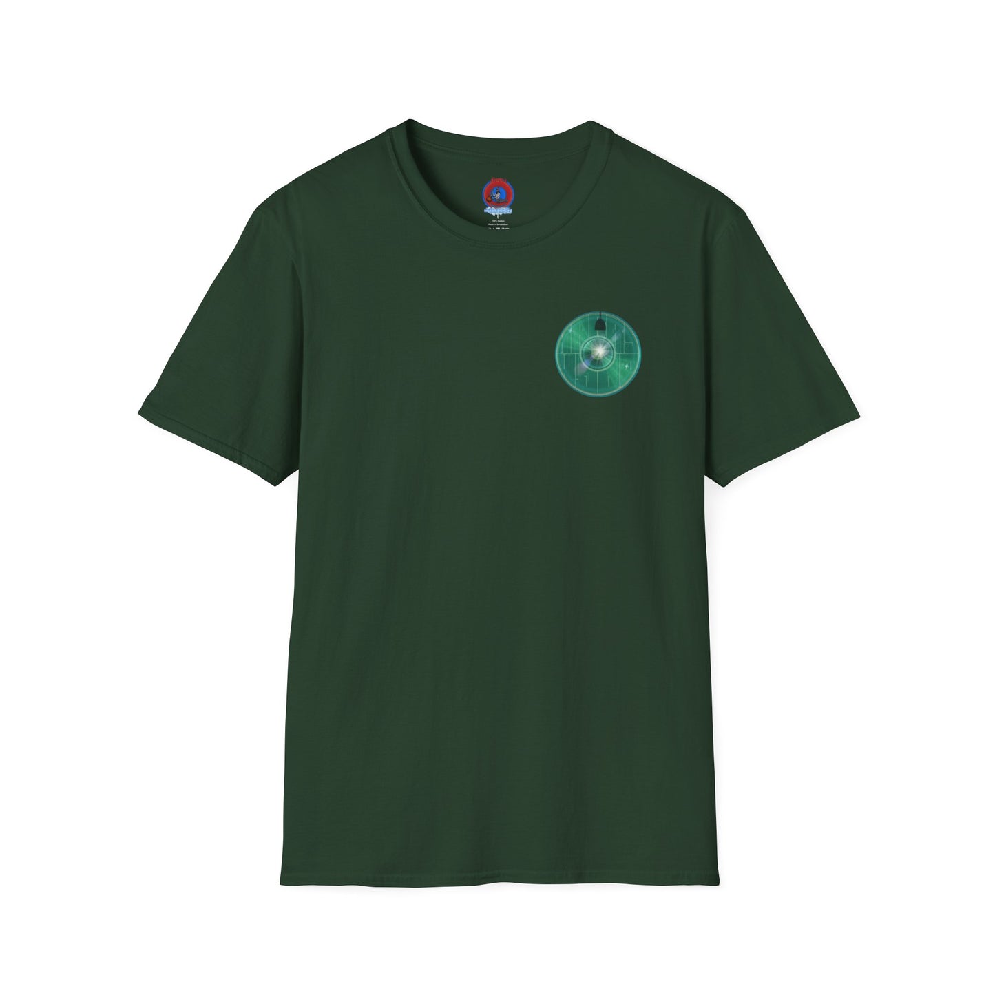 Classic Donut Tee - Unisex Soft-Style - "Harry's Hoodlum Donut" - series 1.0  - variant 4 - lights on/green donut(s)