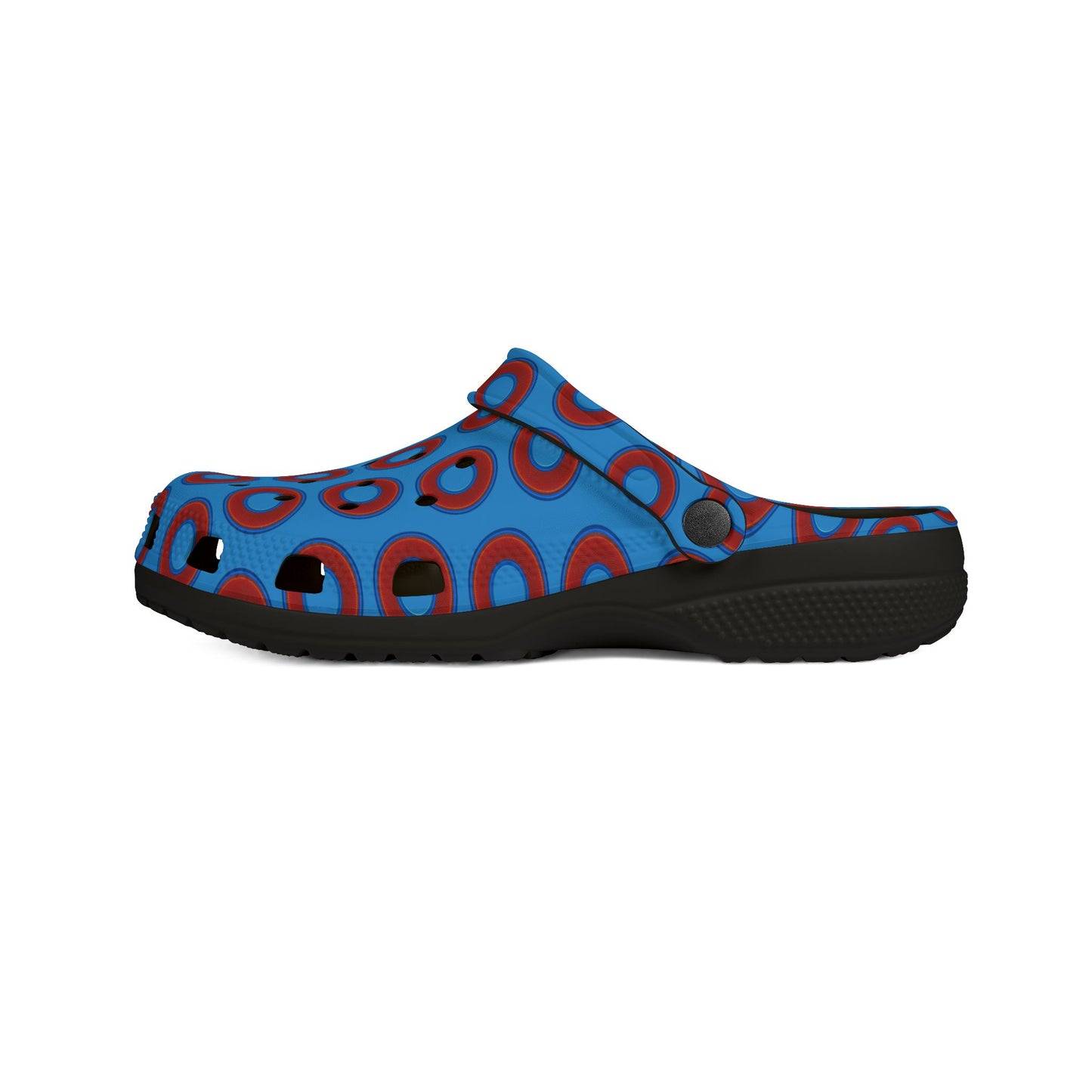 Spatchcocks - donut slip-on shoes - red rustic donuts w/sky royal blue background [unisex]