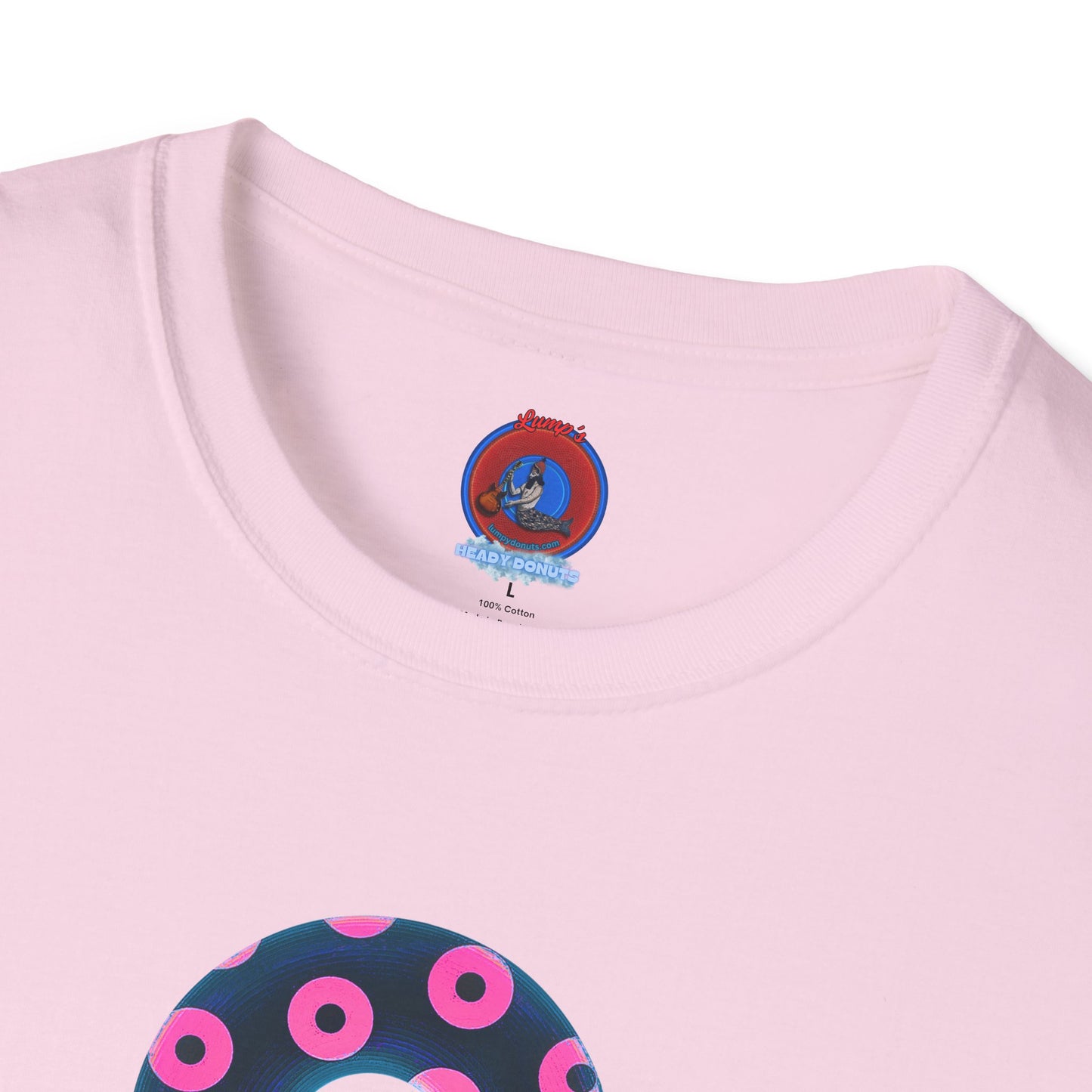 Copy of Plain Donuts/Unisex Soft-Style - "Plain Blimpy Paradoxical Donuts" - dark steel blue/vivid magenta donuts