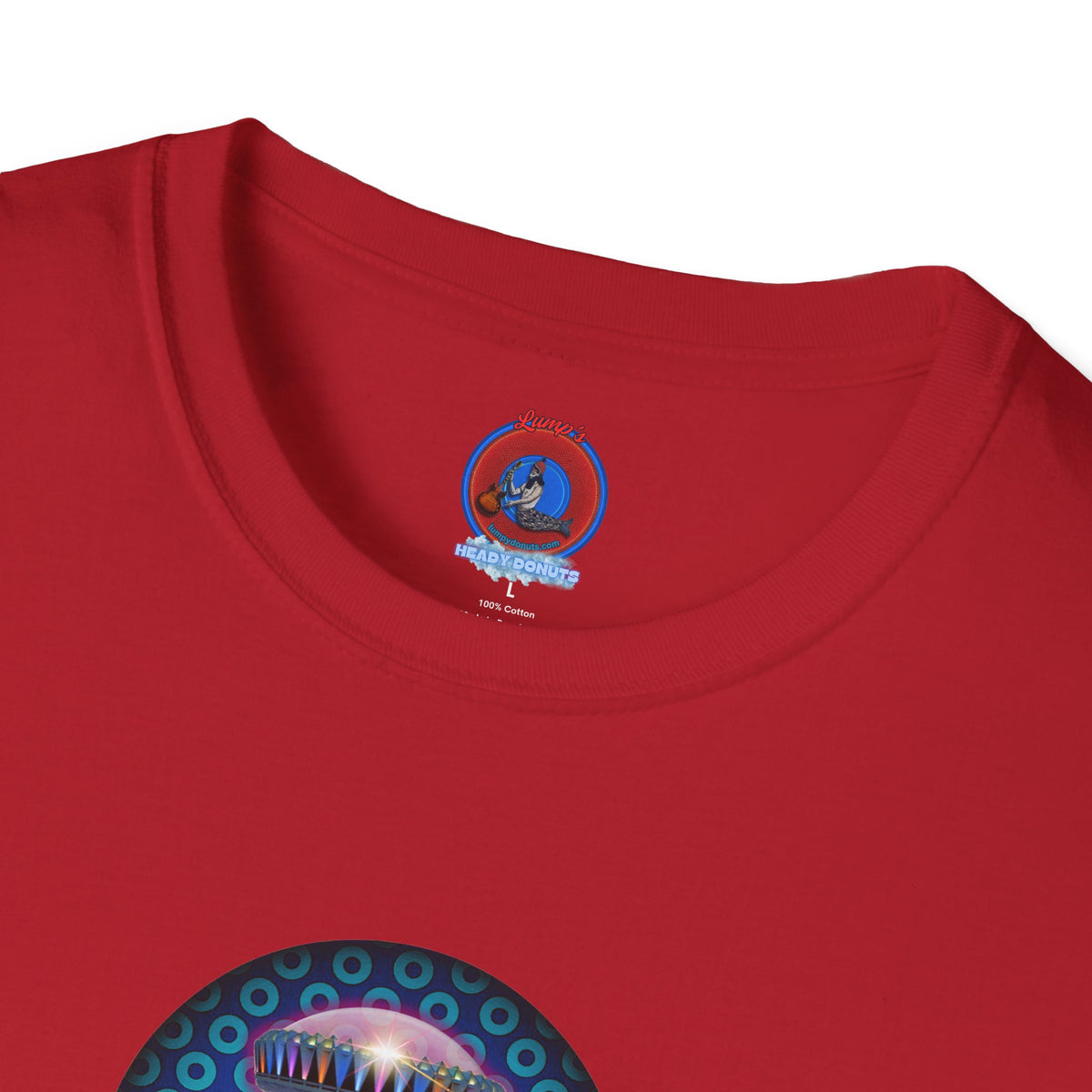 Classic Donut Tee - Unisex Soft-Style - "Donuts now Served on the Mothership" - series 1.0  - variant 3  - blue/light blue donut