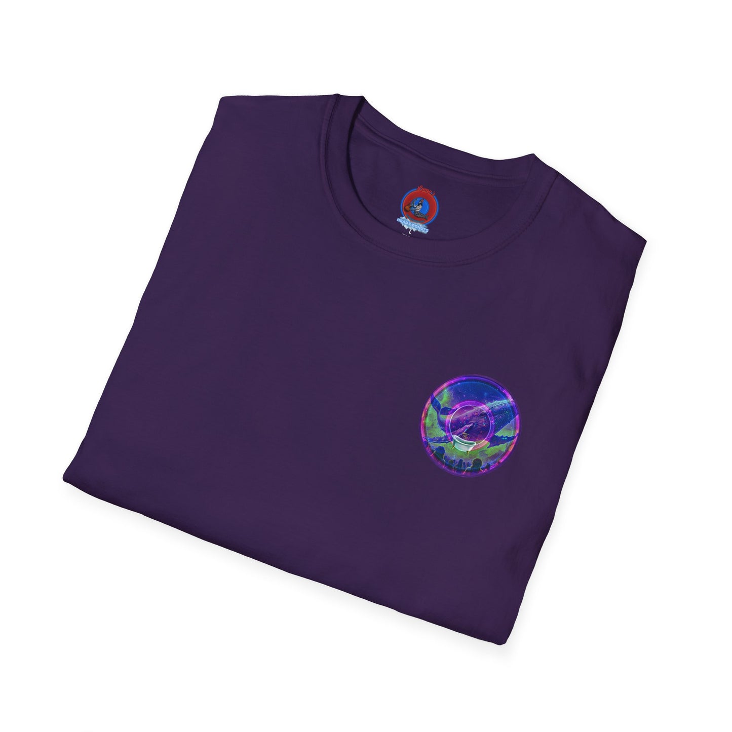 Classic Donut Tee - Unisex Soft-Style - "A Purple Humpback Whale of a Good Time" - variant 2 - purple picture donut