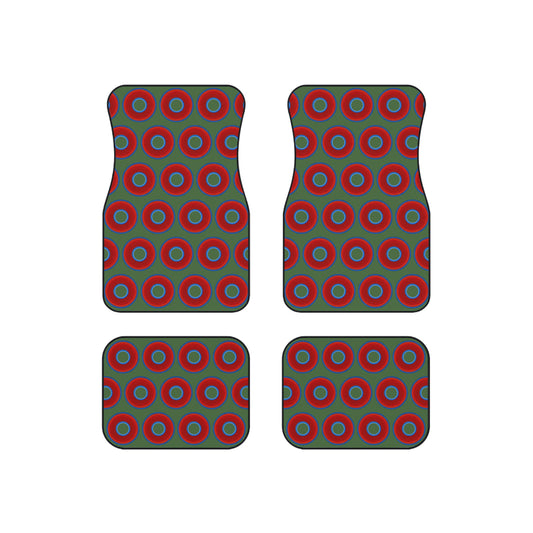 Contacted Car Mats - vivid donut print w/dark green background
