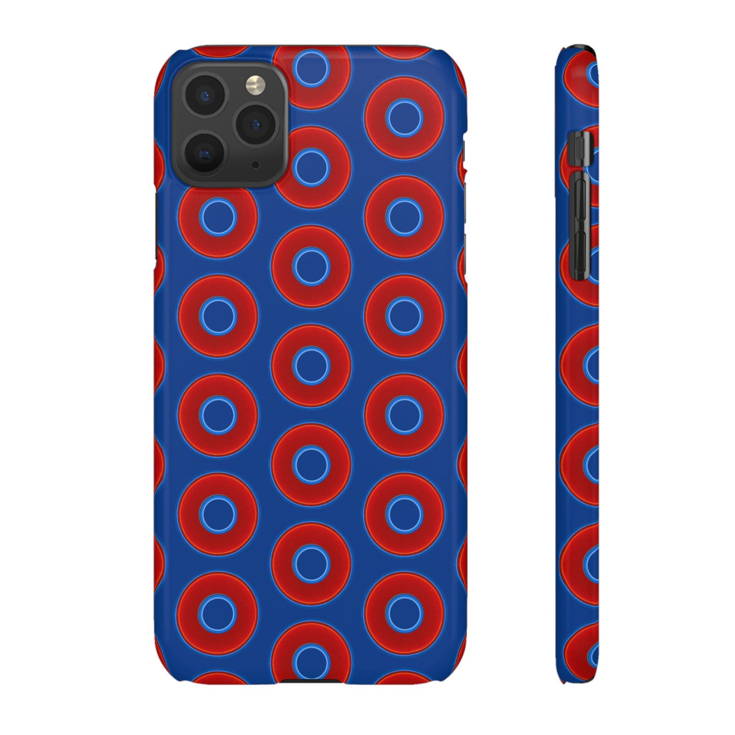 Lumpy Donut Snap Case - red vivid donut print w/dark blue background
