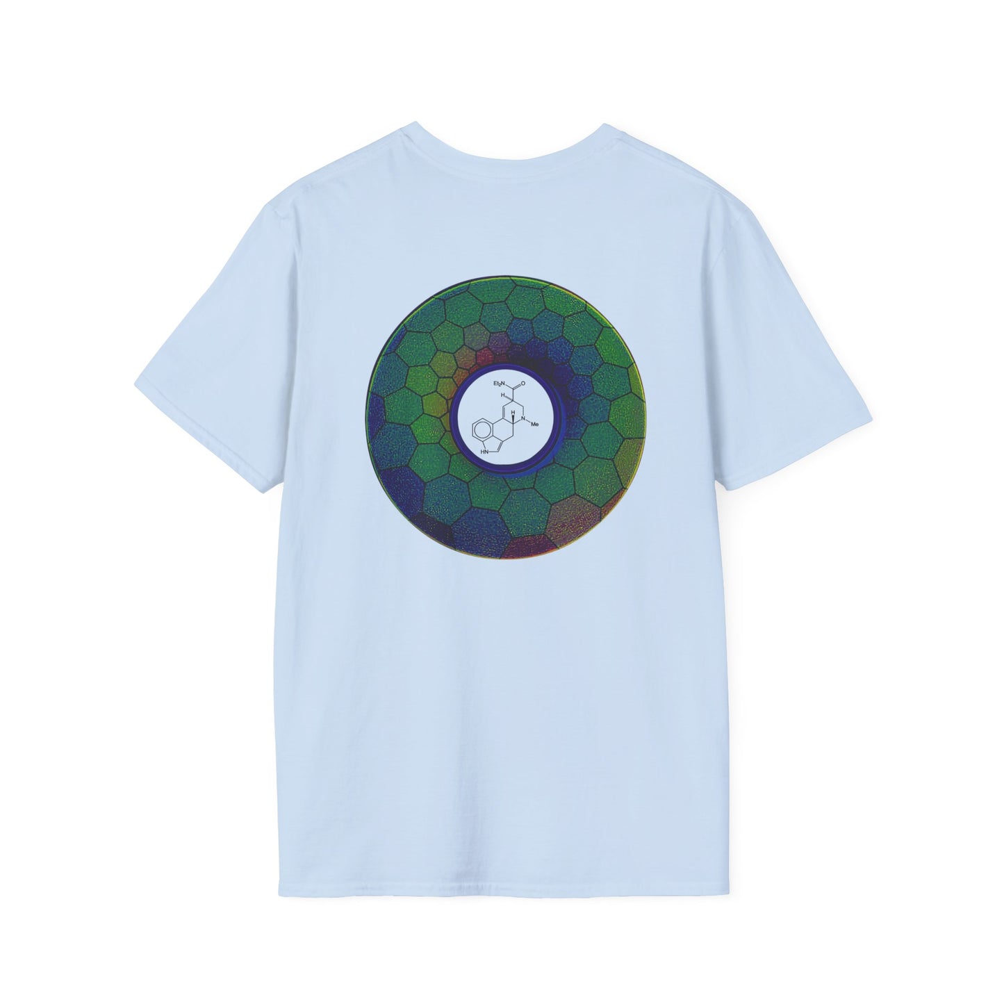 Classic Donut Tee - Unisex Soft-Style - "Dr. Albert Hofmann's Favorite Donut" - series 1.0  - variant 1 - green hexadonut