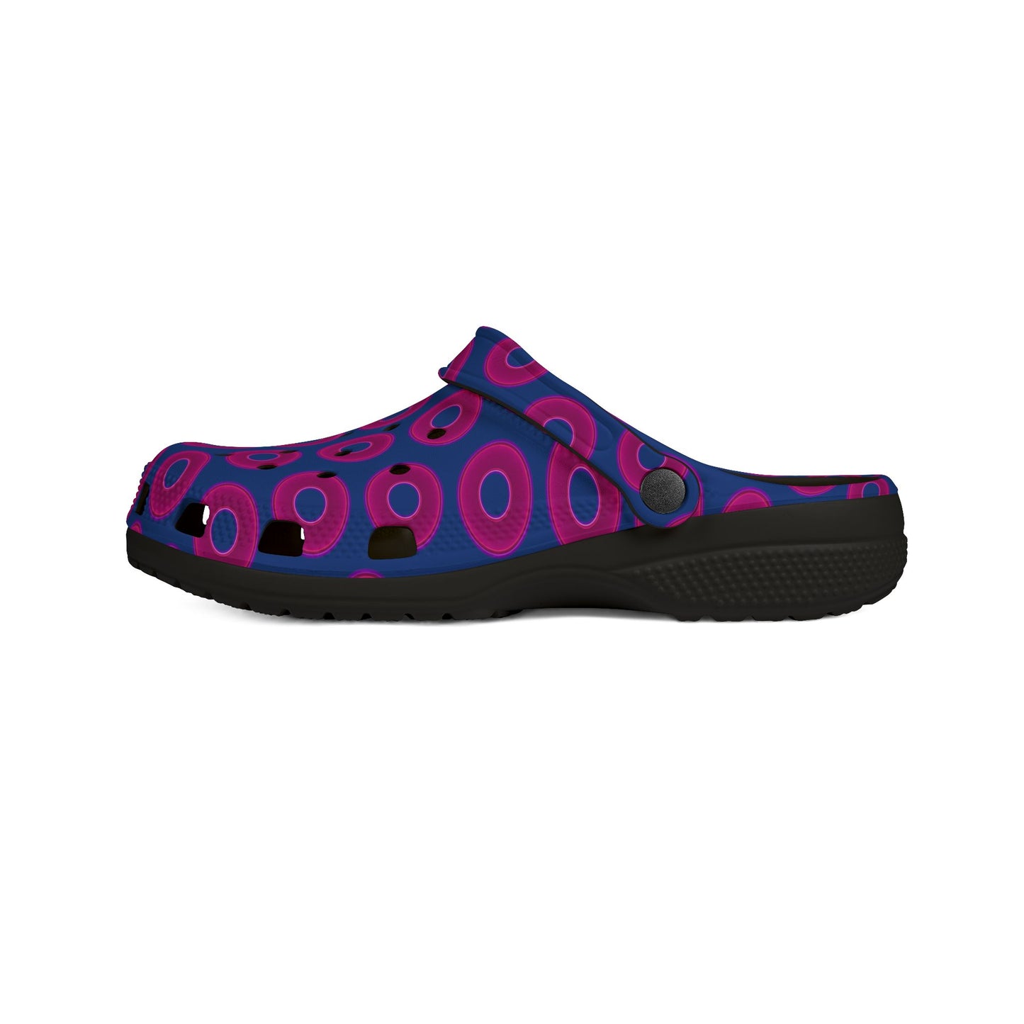Spatchcocks - donut slip-on shoes - vivid magenta donuts w/dark blue background [unisex]