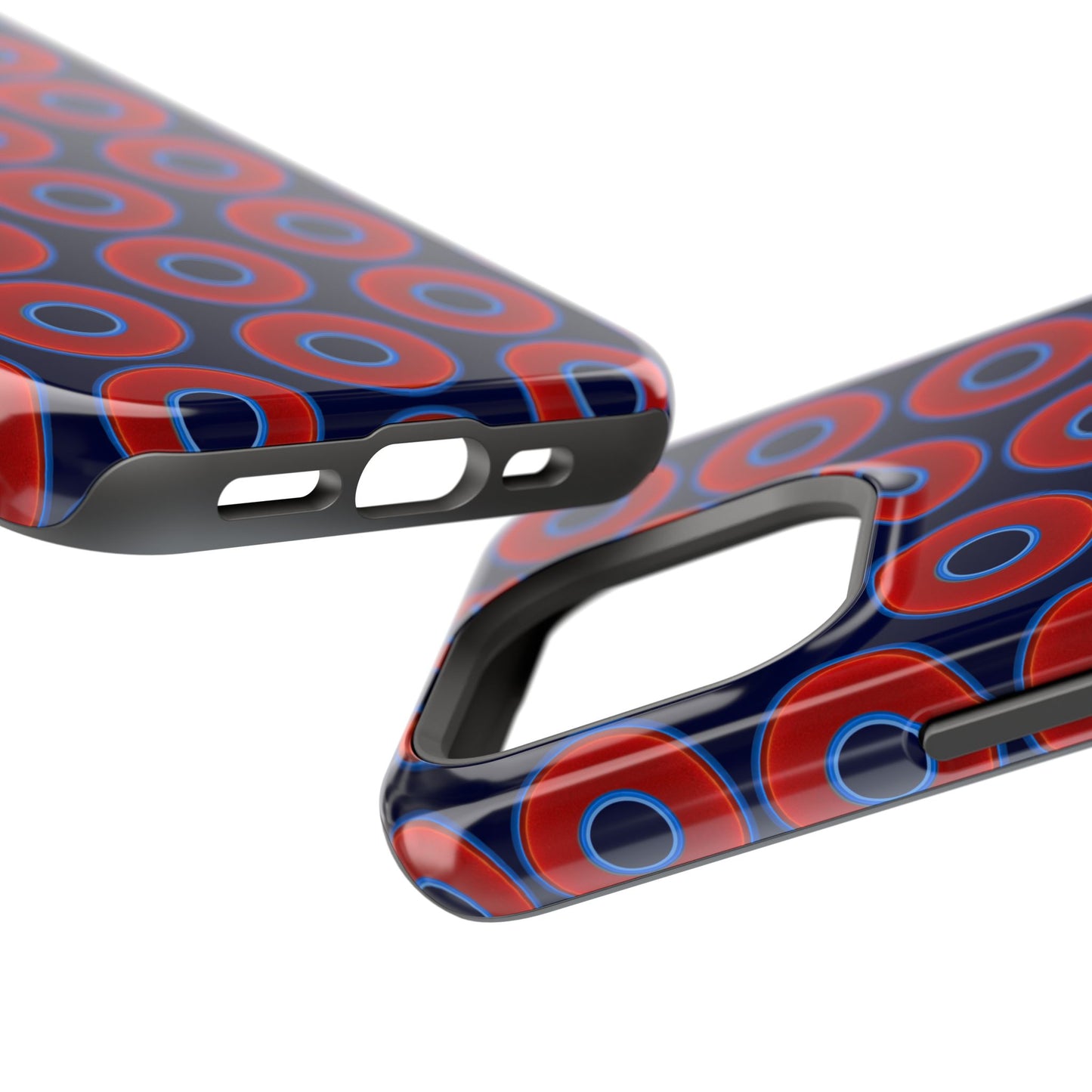 Magnetic Tough Donut Case - red vivid donut print w/dark navy blue background