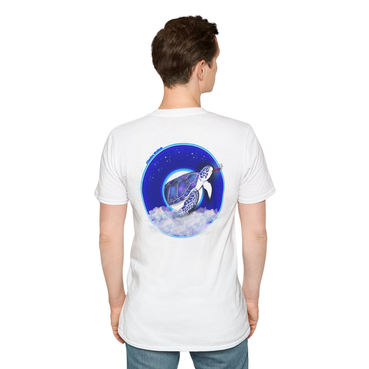 Classic Donut Tee - Unisex Soft-Style - "Clueless Wallob's Donuts" - vivid blue sky donut