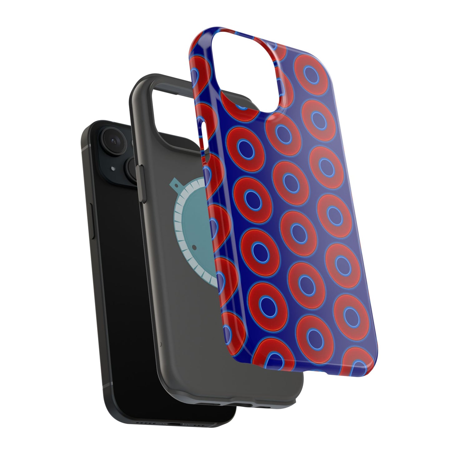 Magnetic Tough Donut Case - red vivid donut print w/vivid navy blue background