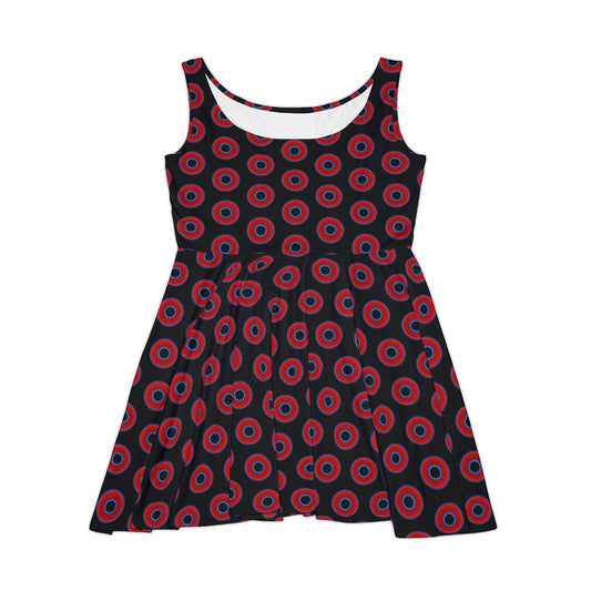 Women's Skater Donut Dress - vivid red donut print w/black background
