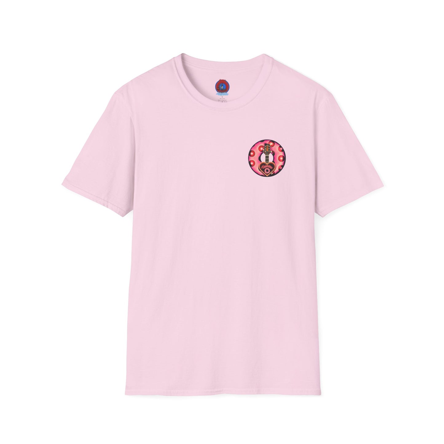 Classic Donut Tee - Unisex Soft-Style - "Would You Be My Donut?" - paradoxical faded magenta/red donut - variant 1