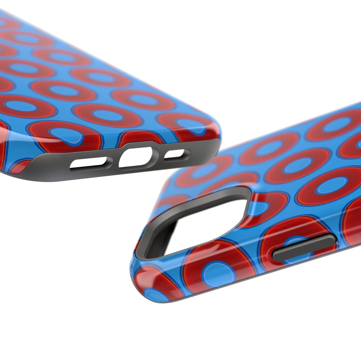 Magnetic Tough Donut Case - red vivid donut print w/sky royal blue background