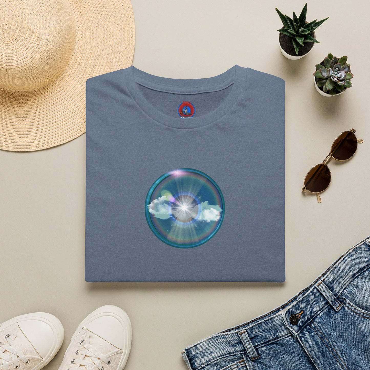 Classic Donut Tee - Unisex Soft-Style - "The Original Divided Donut' - light blue sky donut