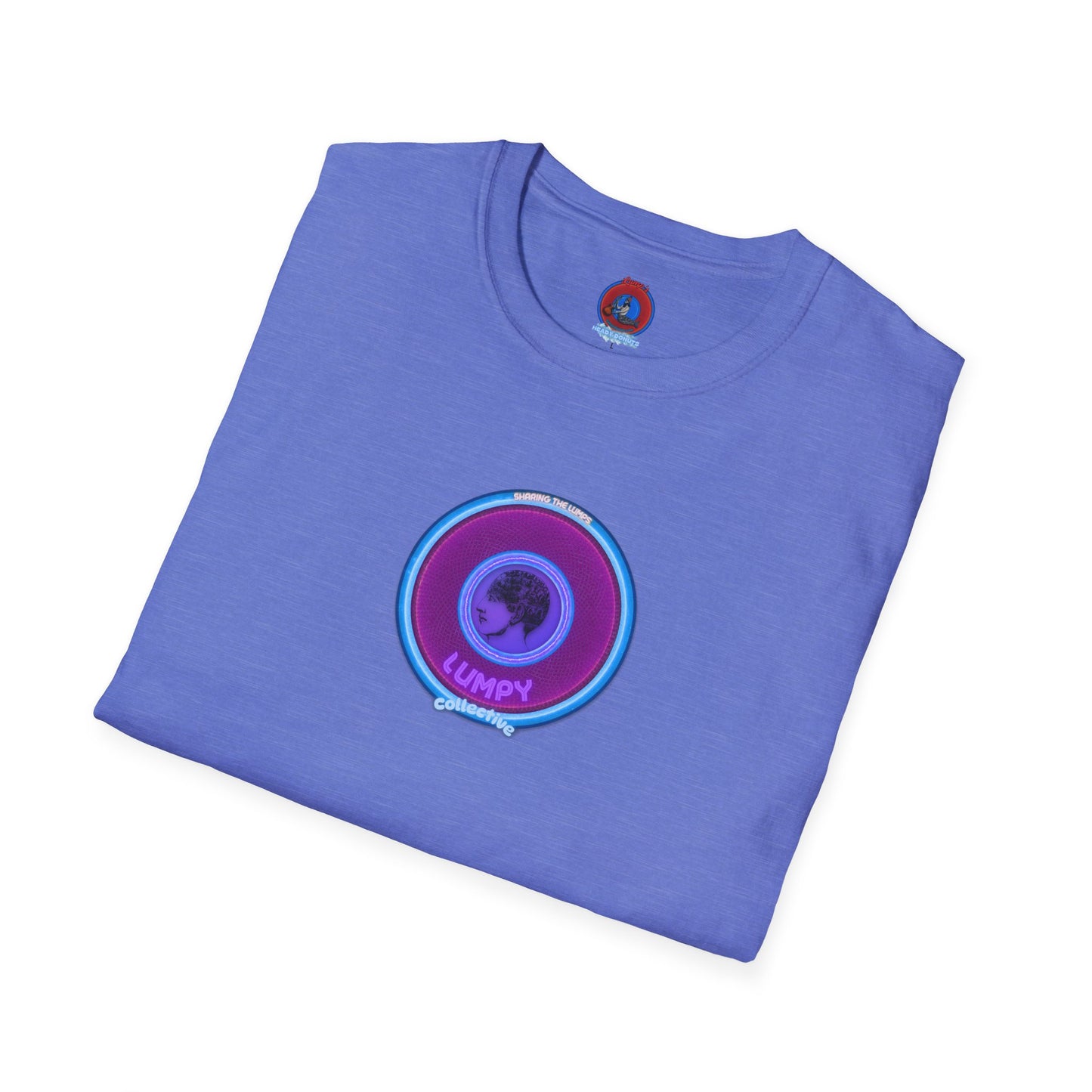 Classic Donut Tee - Unisex Soft-Style - "Lumpy Collective Donut" - rustic purple/light blue lumpy donut - variant 2